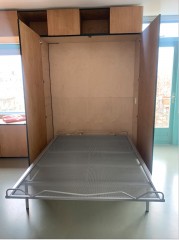 Wooden wall unit and bed